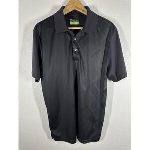 PGA Tour Polo Shirt Mens Large Black Pro Series Athletic Fit Golf Performance